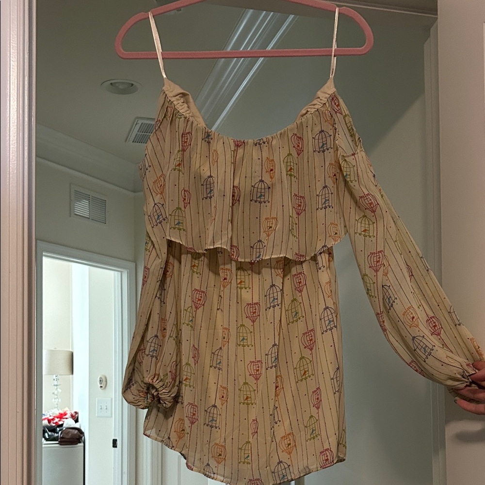 Colorful Off-Shoulder long sleeve mini dress